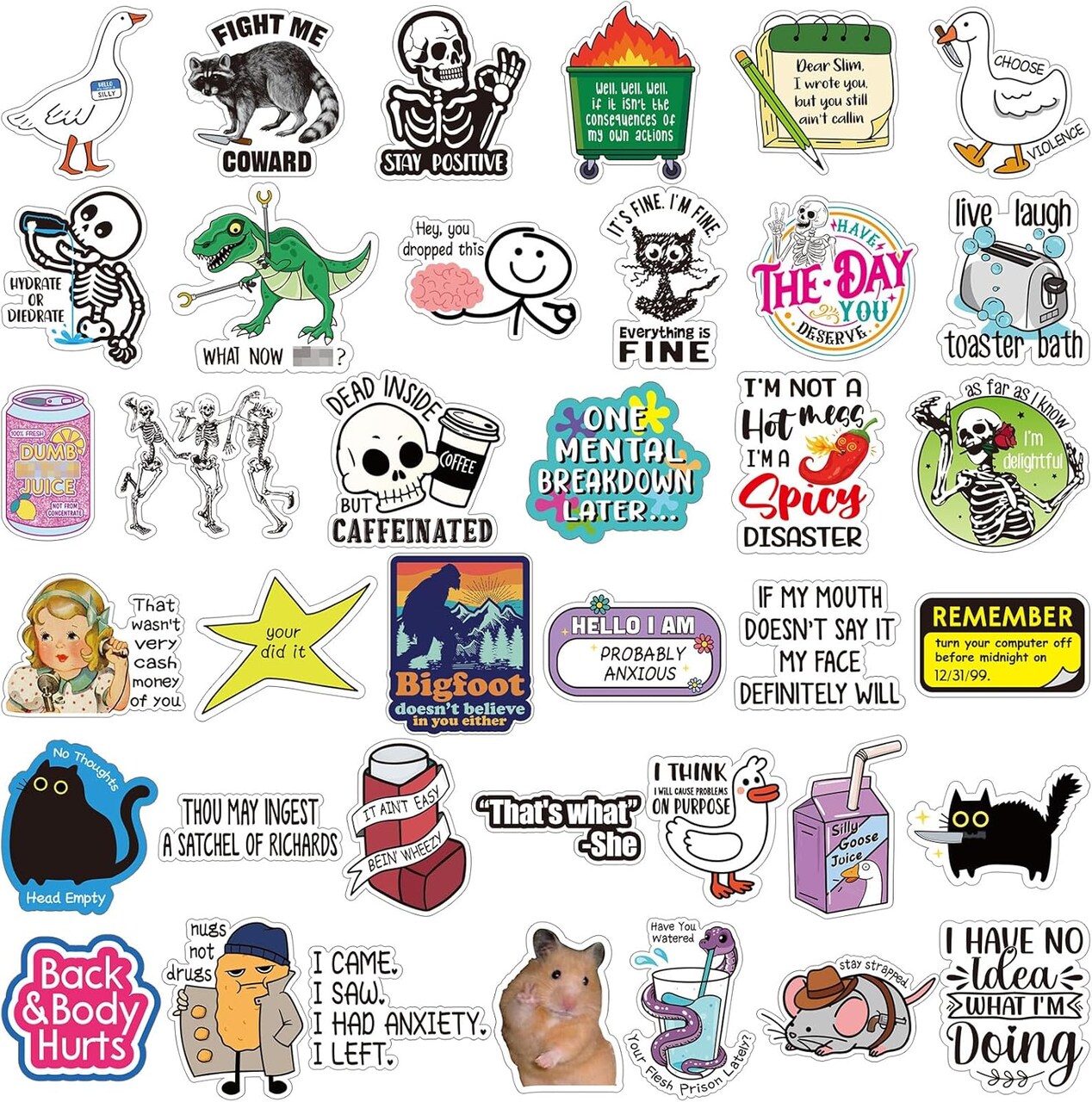 400 Pcs Funny Stickers for Adults Waterproof Funny Meme Stickers Pack
